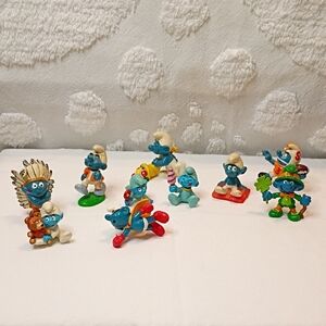 Vintage 80s Smurfs Vinyl Characters Bundle Lot